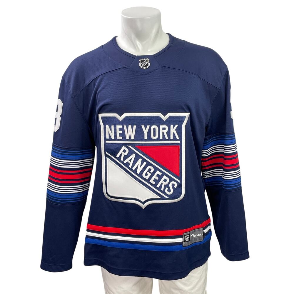 Fanatics New York Rangers NHL Hockey Mika Zibanejad 93 Blue Jersey Shirt Size S